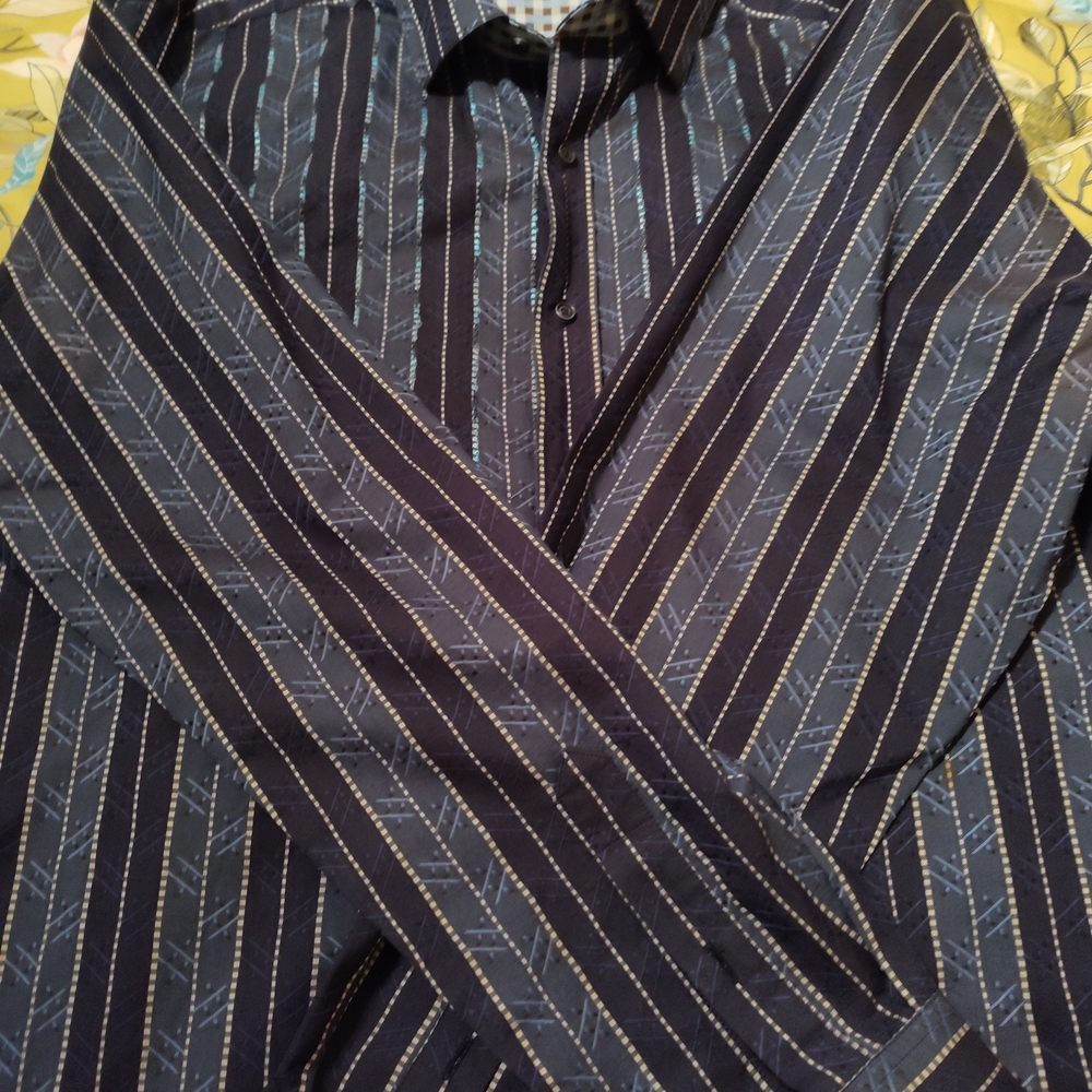 Robert Graham Navy and Light Blue Striped Shirt